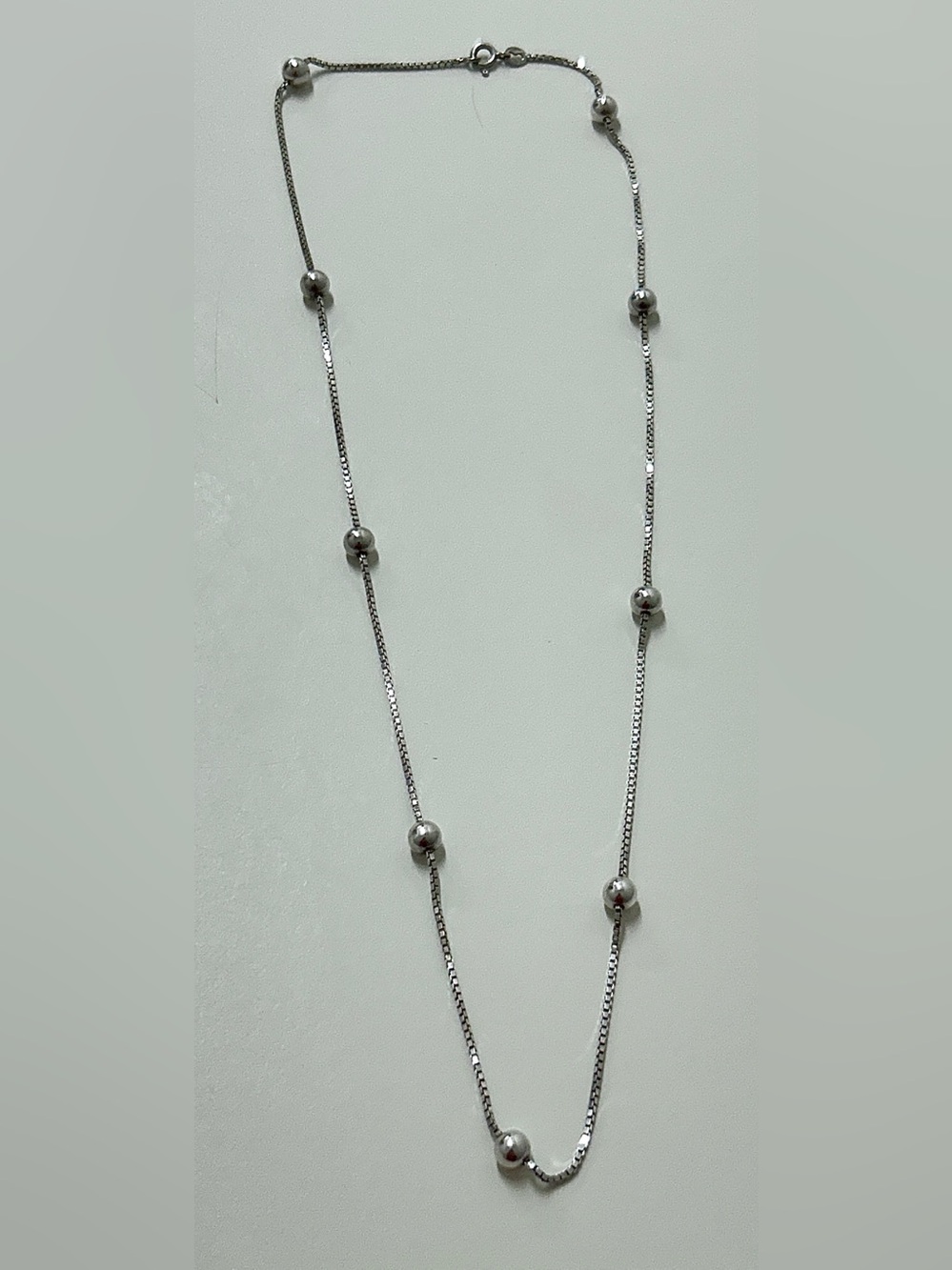 Vintage Sterling Silver Beaded Box Chain Necklace - Picture 14 of 16